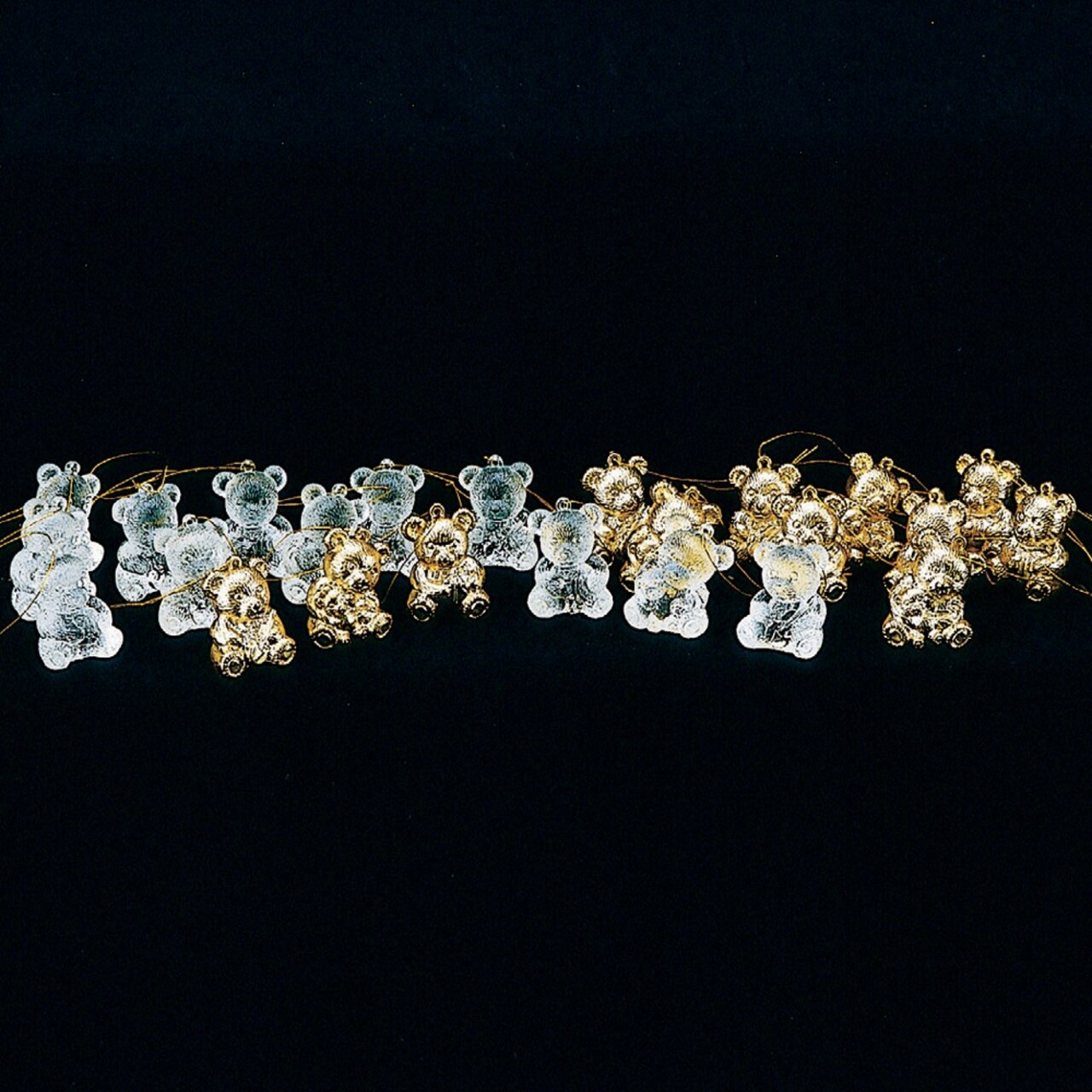 The Ribbon People Club Pack of 96 Clear and Gold Assorted Teddy Bear Ornaments 1.5"